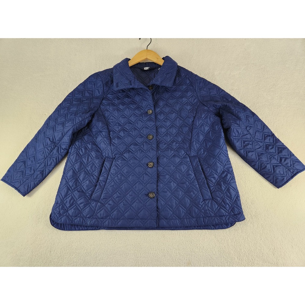 Women's Plus Size Lands End Navy Quilted Jacket Lightweight Fall Spring Size 1X